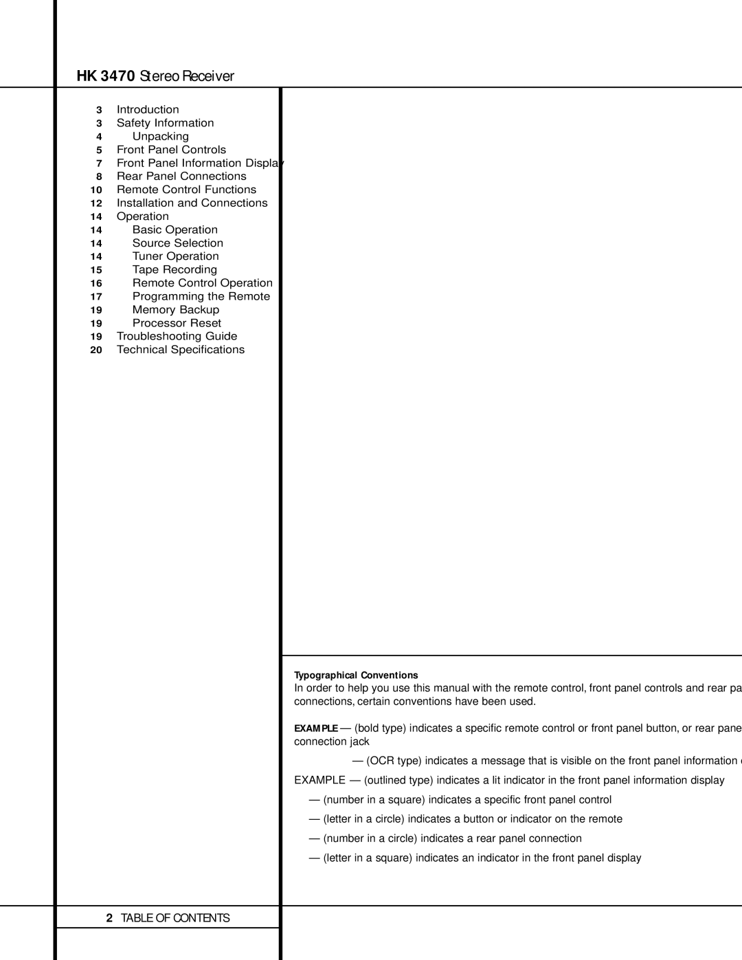 Harman-Kardon owner manual HK 3470 Stereo Receiver 