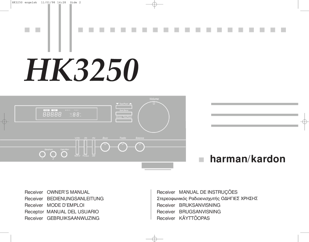 Harman-Kardon HK3250 manual 