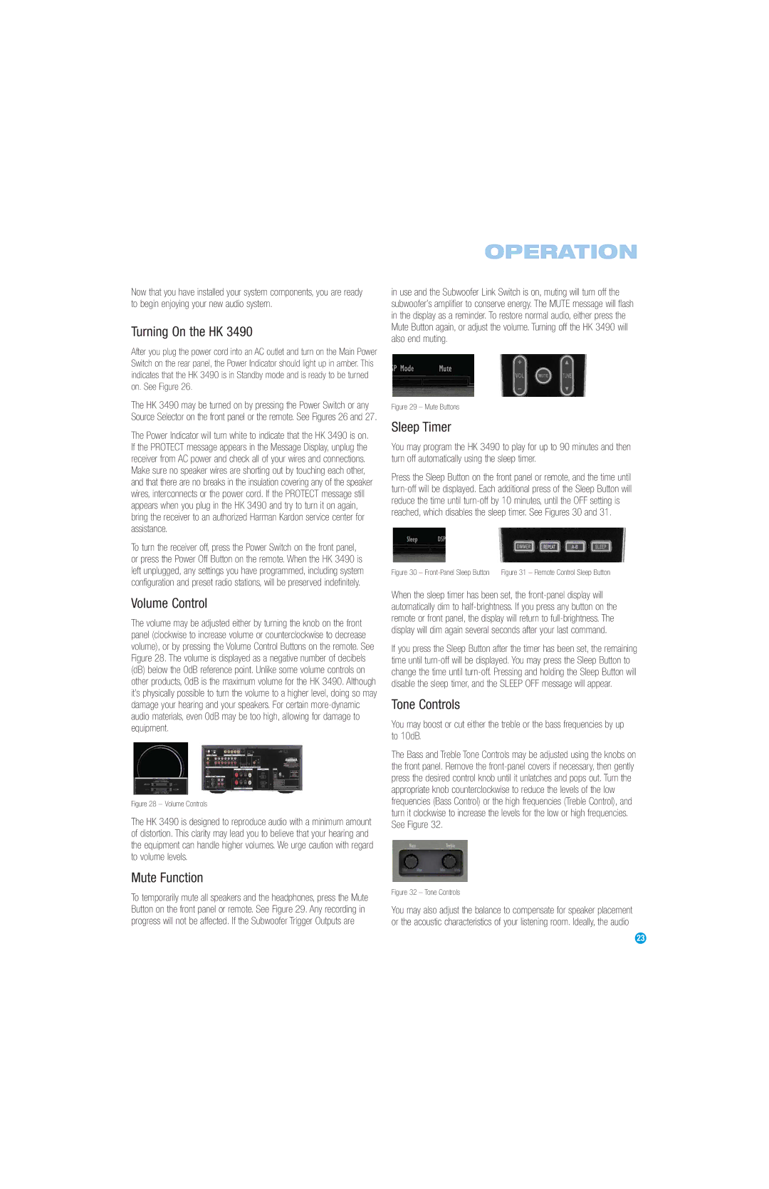 Harman-Kardon HK3490 owner manual Operation 