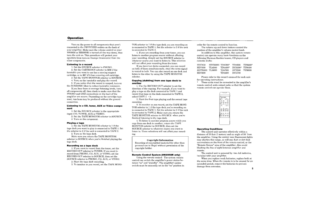 Harman-Kardon HK6850, HK6950R manual 