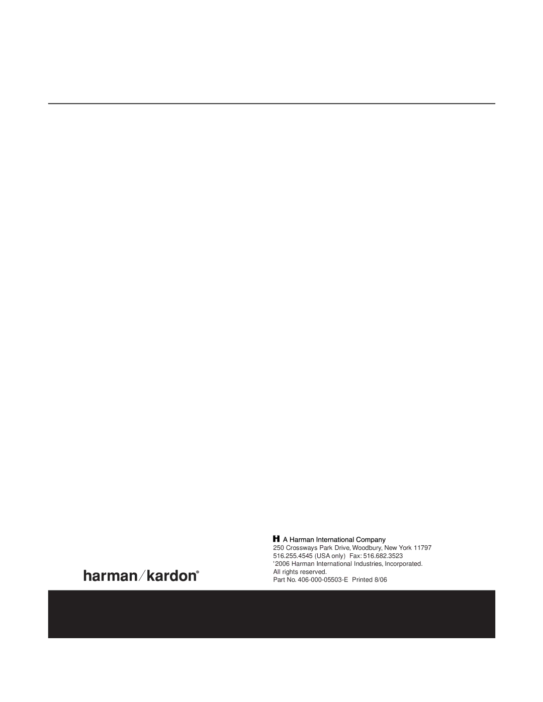 Harman-Kardon HKTS 15 owner manual Part No -000-05503-E Printed 8/06 