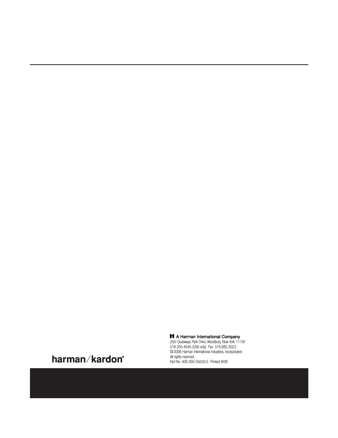 Harman-Kardon HKTS 15 owner manual Part No. 406-000-05503-EPrinted 8/06 