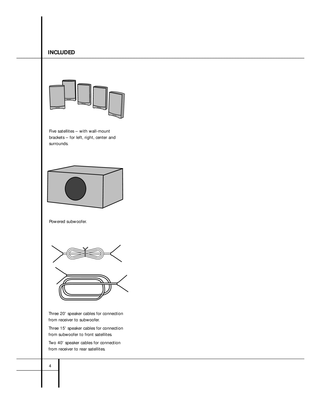 Harman-Kardon HKTS1 owner manual Included 