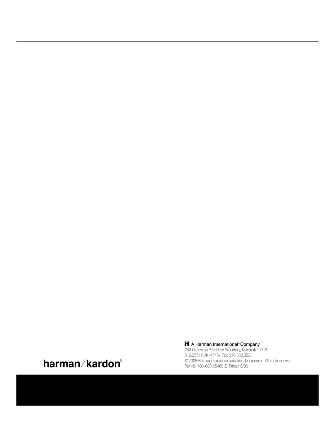 Harman-Kardon HKTS11 owner manual Crossways Park Drive, Woodbury, New York 