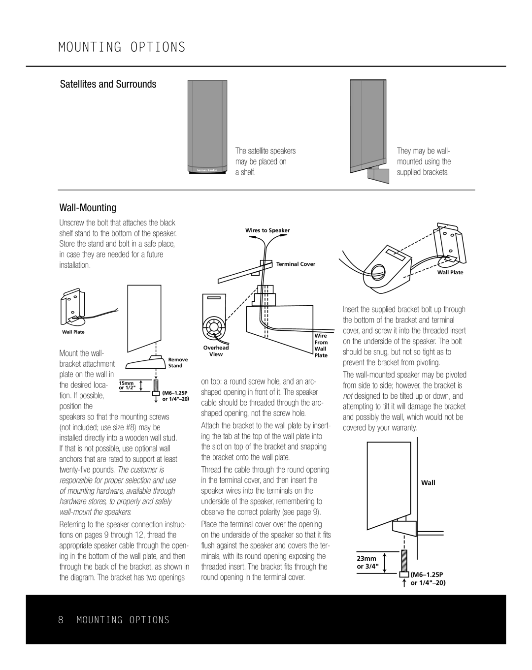 Harman-Kardon HKTS11 owner manual Mounting Options, Shelf 