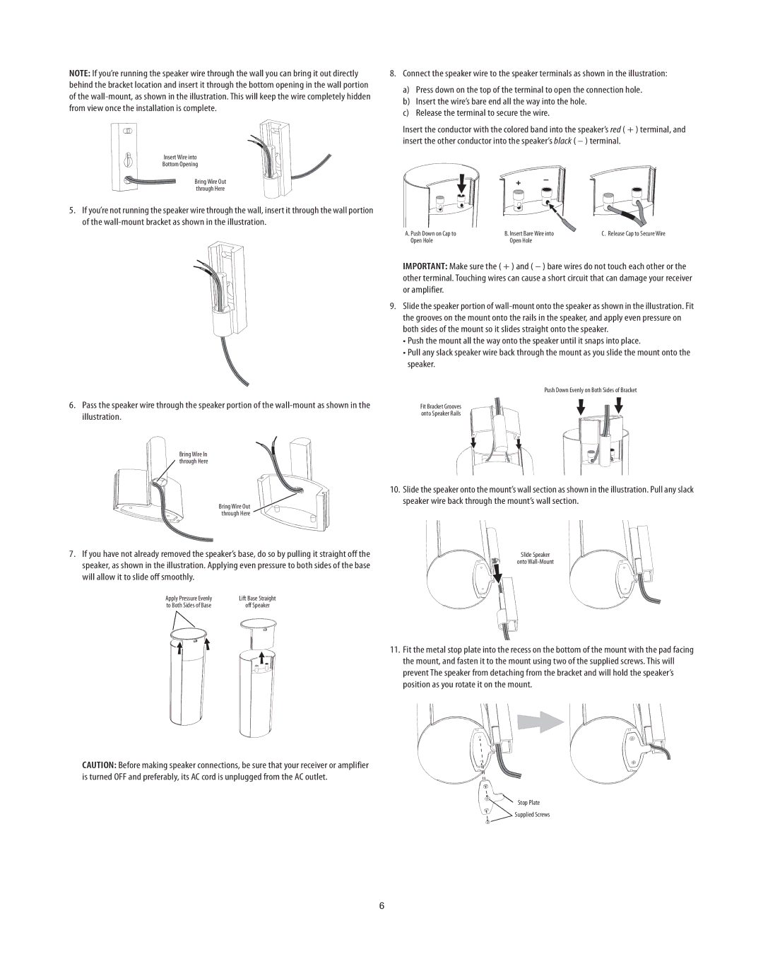 Harman-Kardon HKTS20, HKTS30 manual Insert Wire into Bottom Opening 