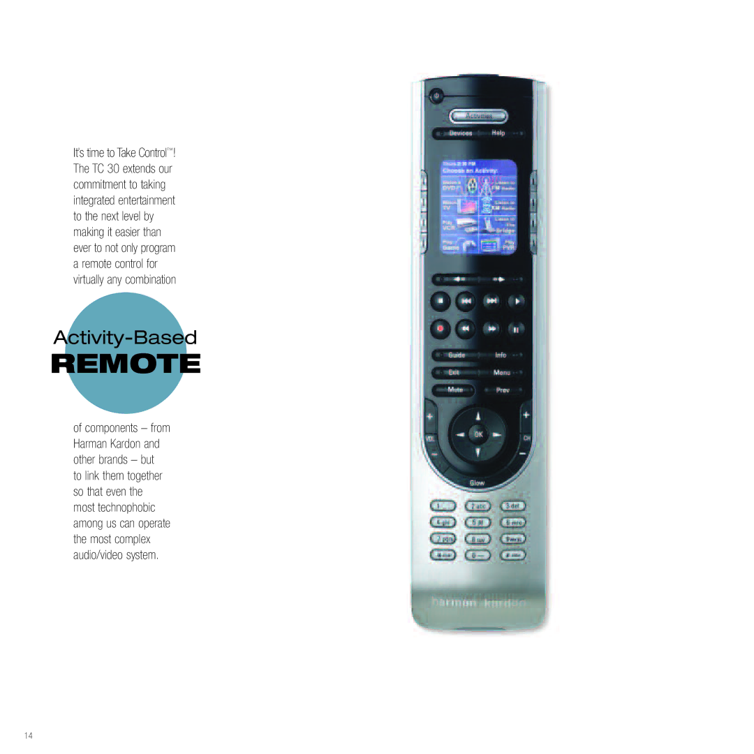 Harman-Kardon Home Theater System manual Remote, Activity-Based 