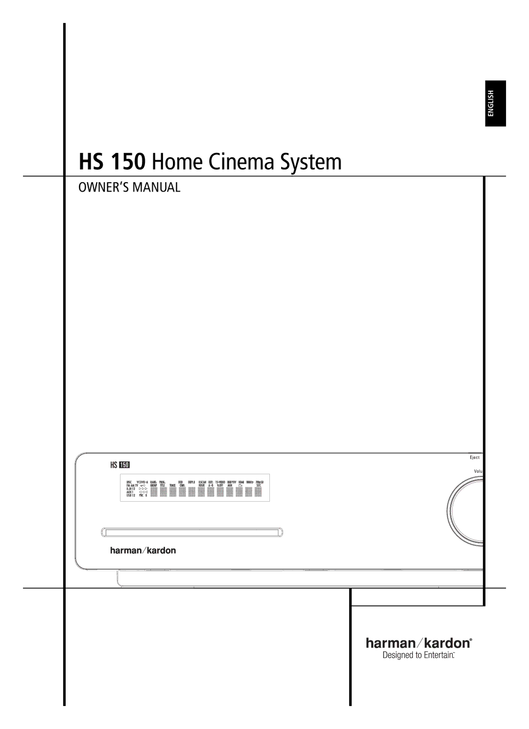 Harman-Kardon owner manual HS 150 Home Cinema System 