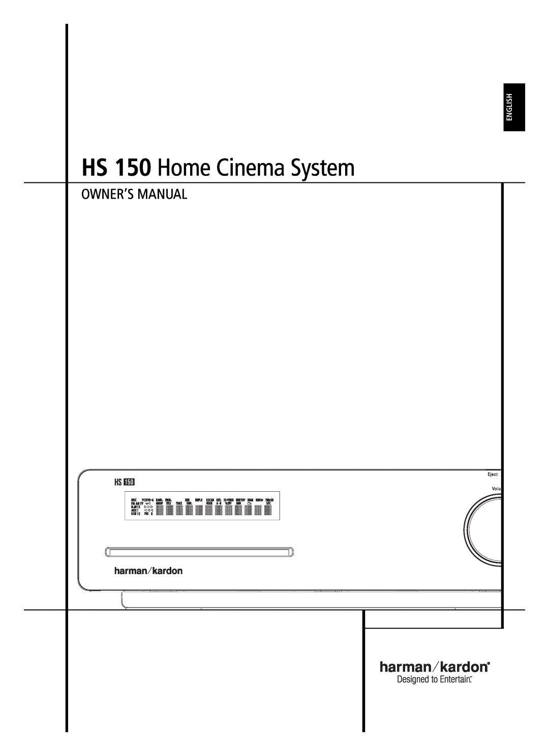 Harman-Kardon owner manual HS 150 Home Cinema System, English 