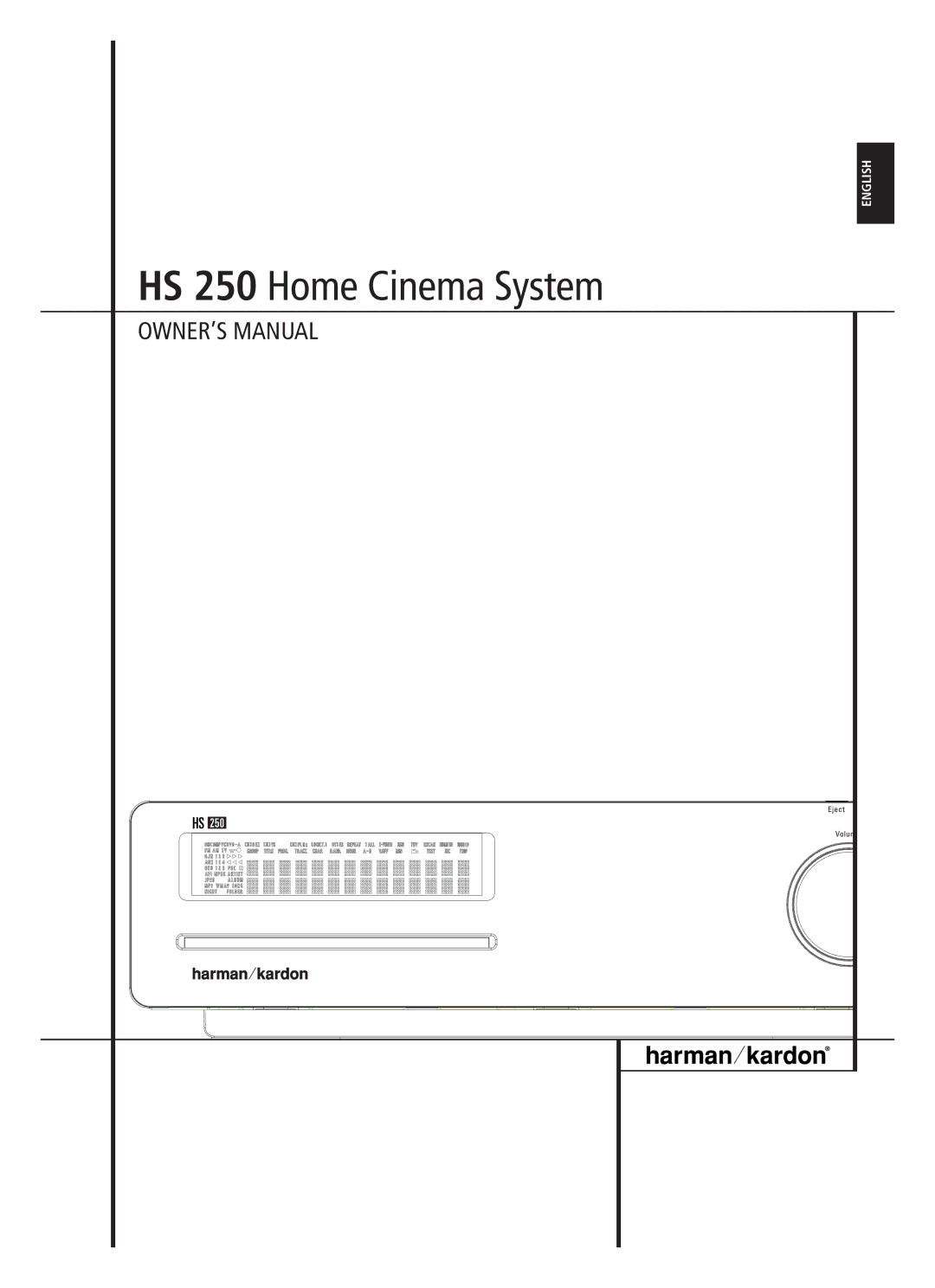 Harman-Kardon owner manual HS 250 Home Cinema System 