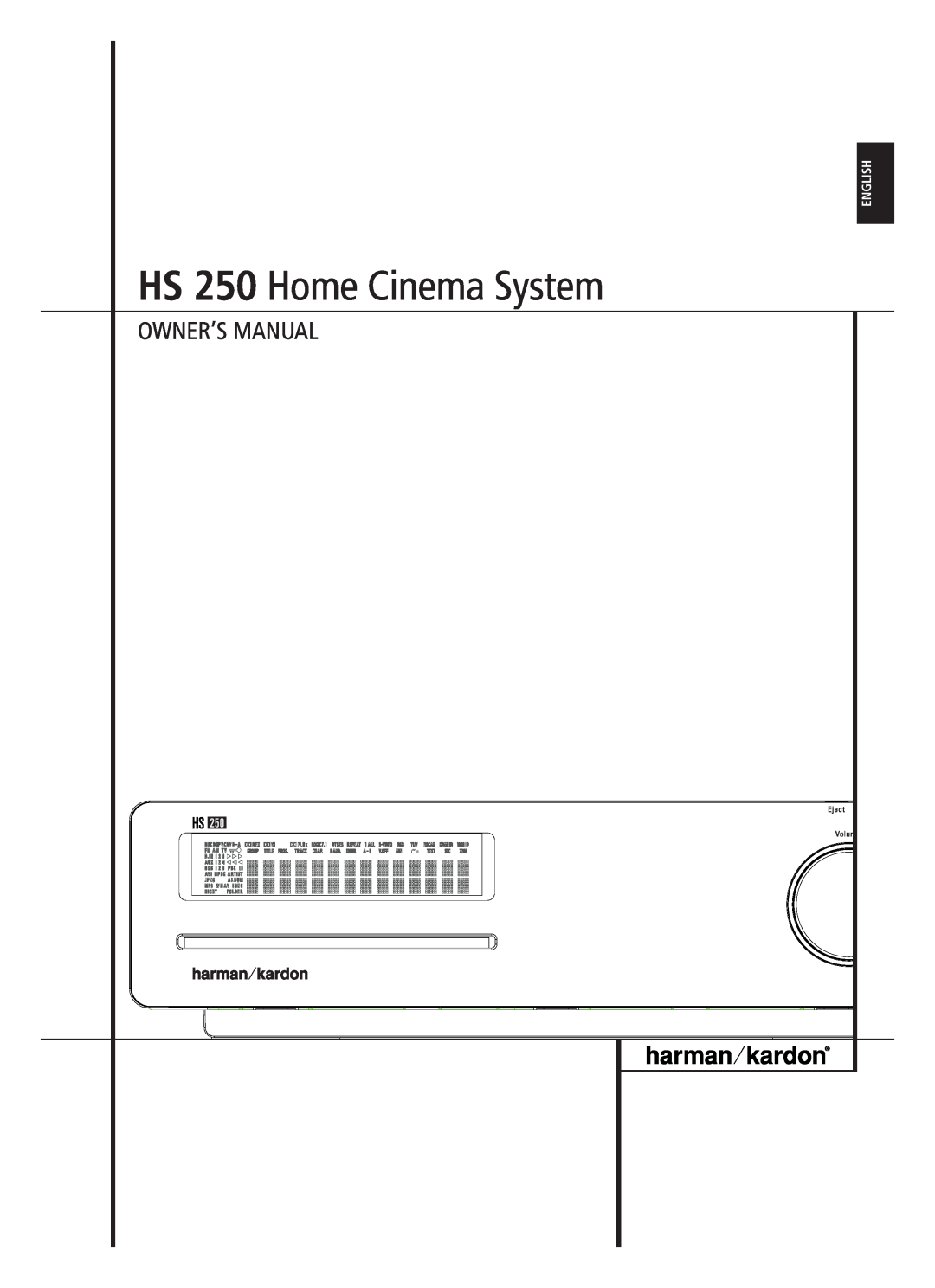 Harman-Kardon owner manual HS 250 Home Cinema System, English 