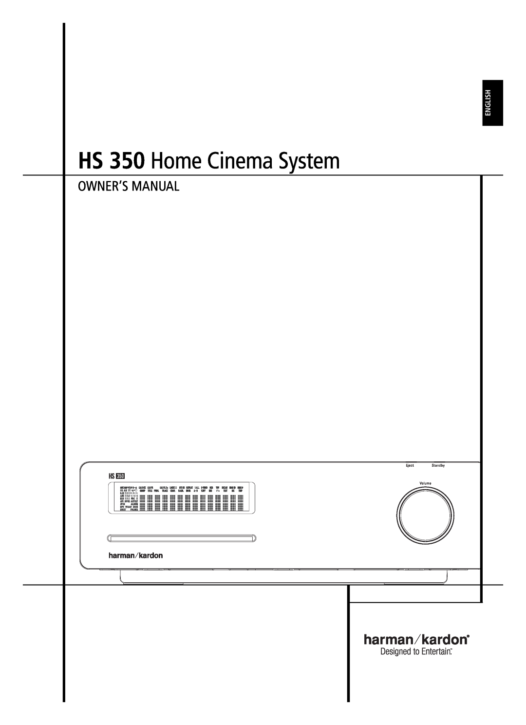 Harman-Kardon owner manual HS 350 Home Cinema System, Owner’S Manual, English 