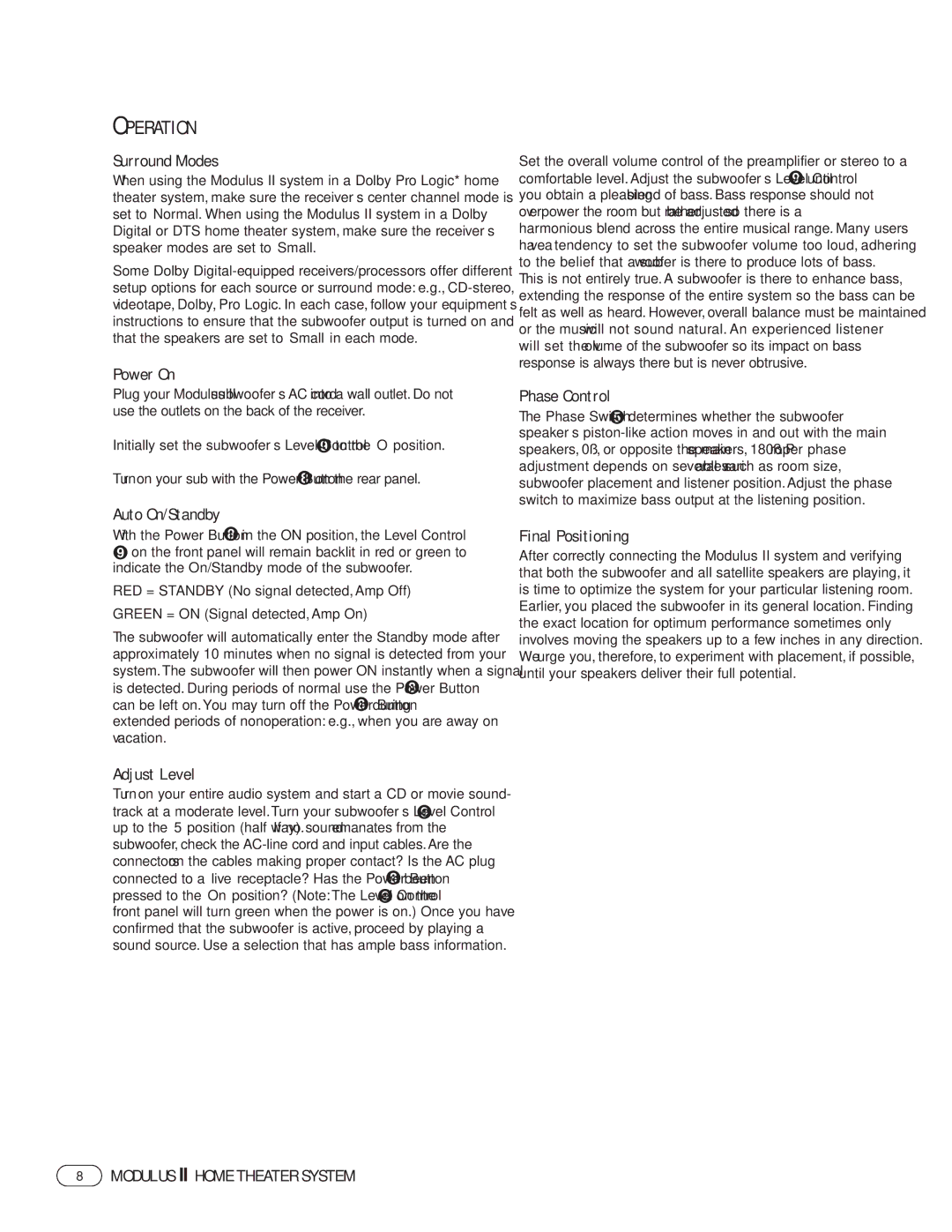 Harman-Kardon II manual Operation 