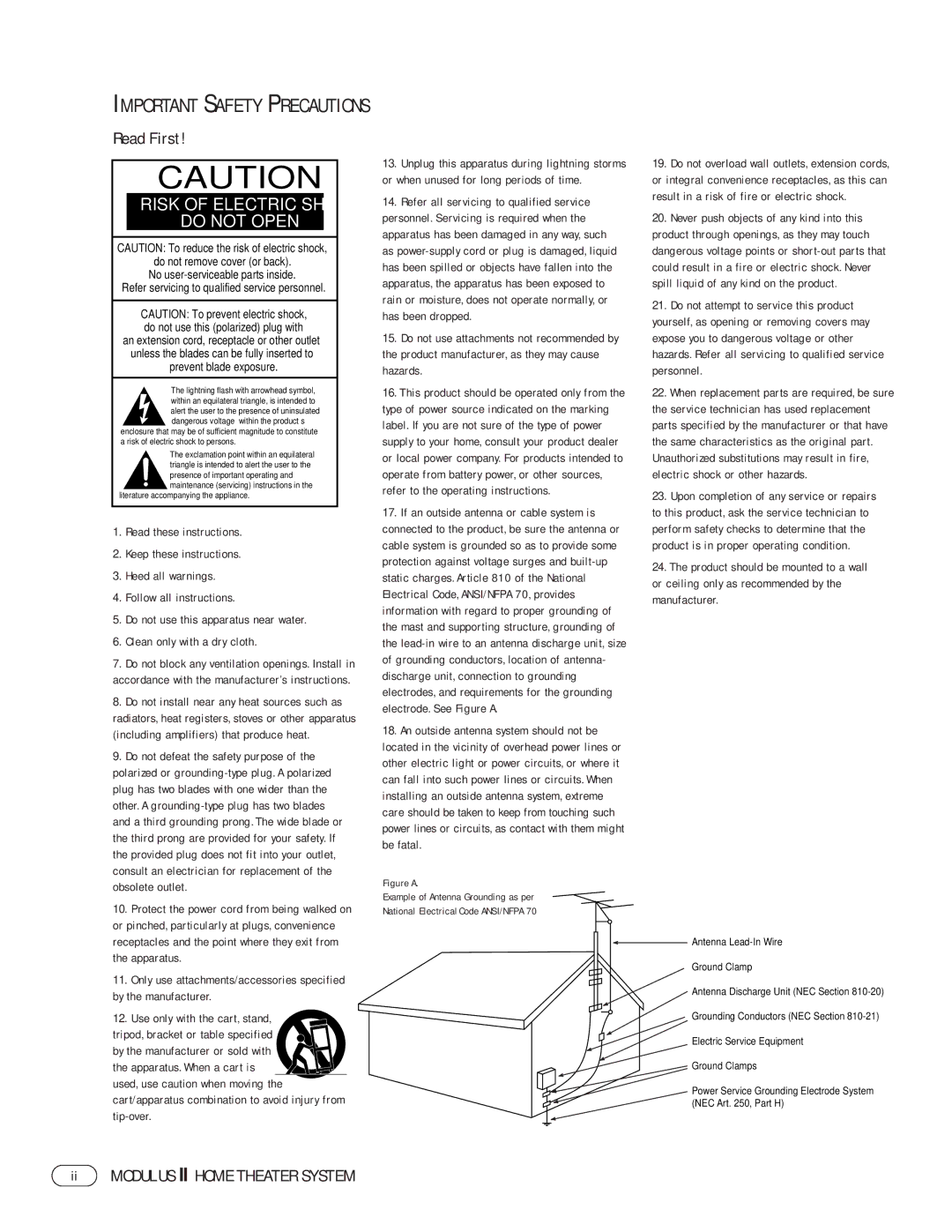 Harman-Kardon manual Read First, Ii Modulus II Home Theater System 