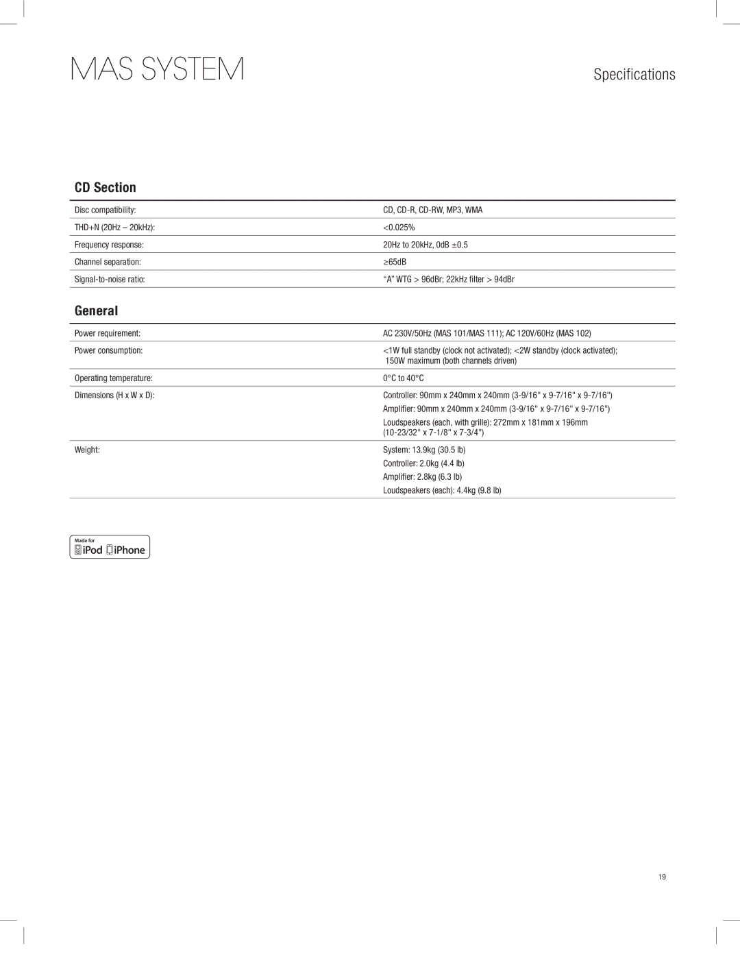 Harman-Kardon MAS 101, MAS 111, MAS 102 owner manual CD Section, General 