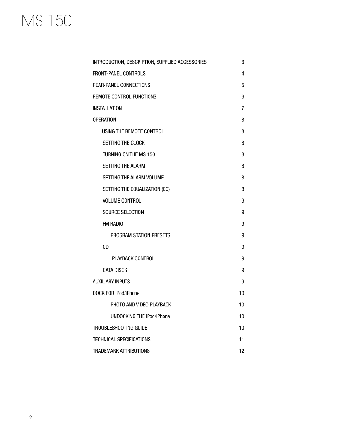 Harman-Kardon MS 150 owner manual Setting the Alarm Volume Setting the Equalization EQ 