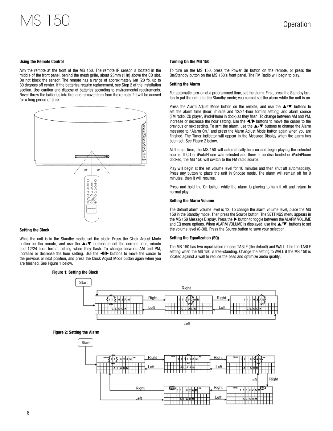 Harman-Kardon MS 150 owner manual Operation 