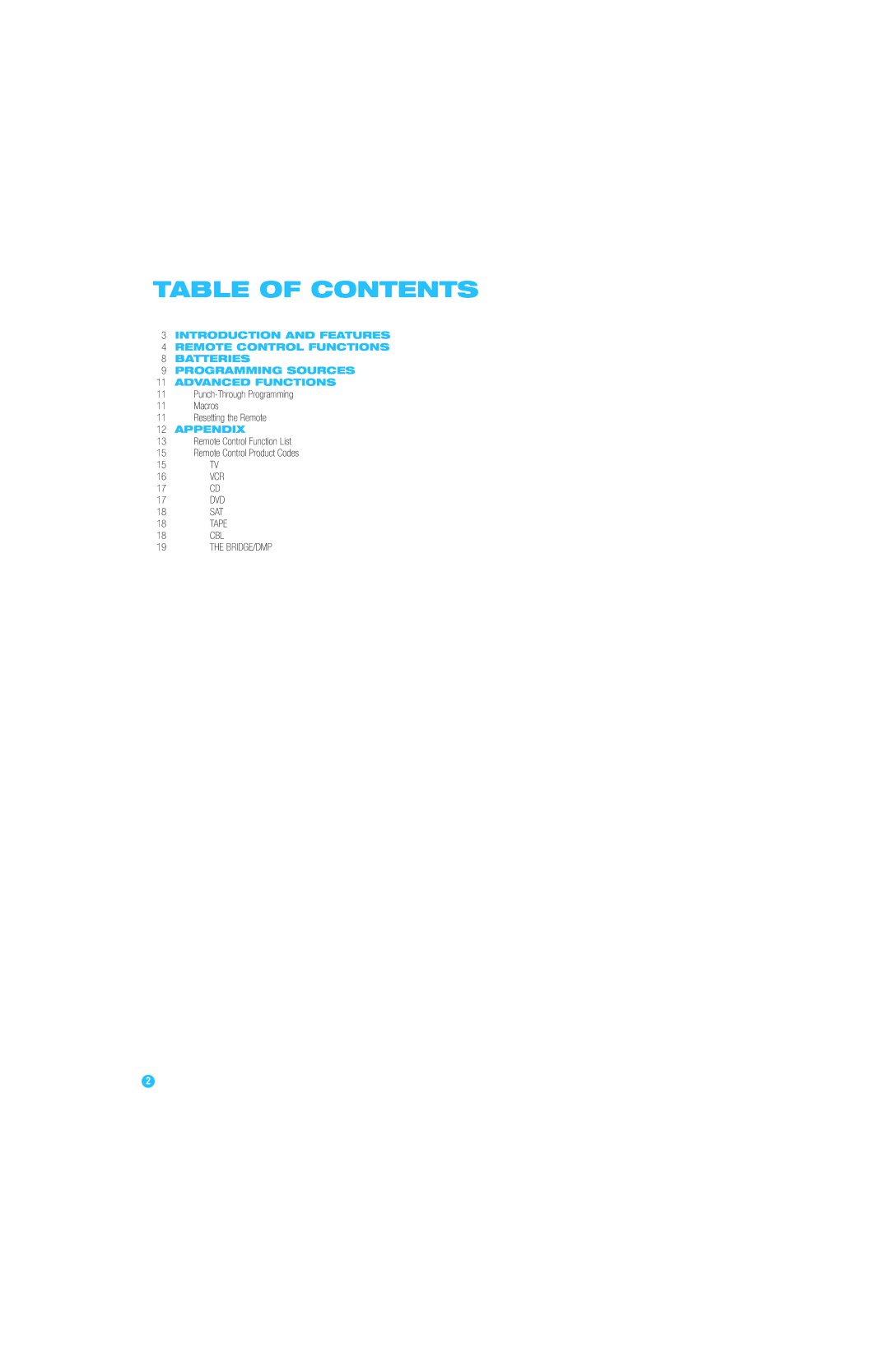 Harman-Kardon RCP 6 owner manual Table of Contents 