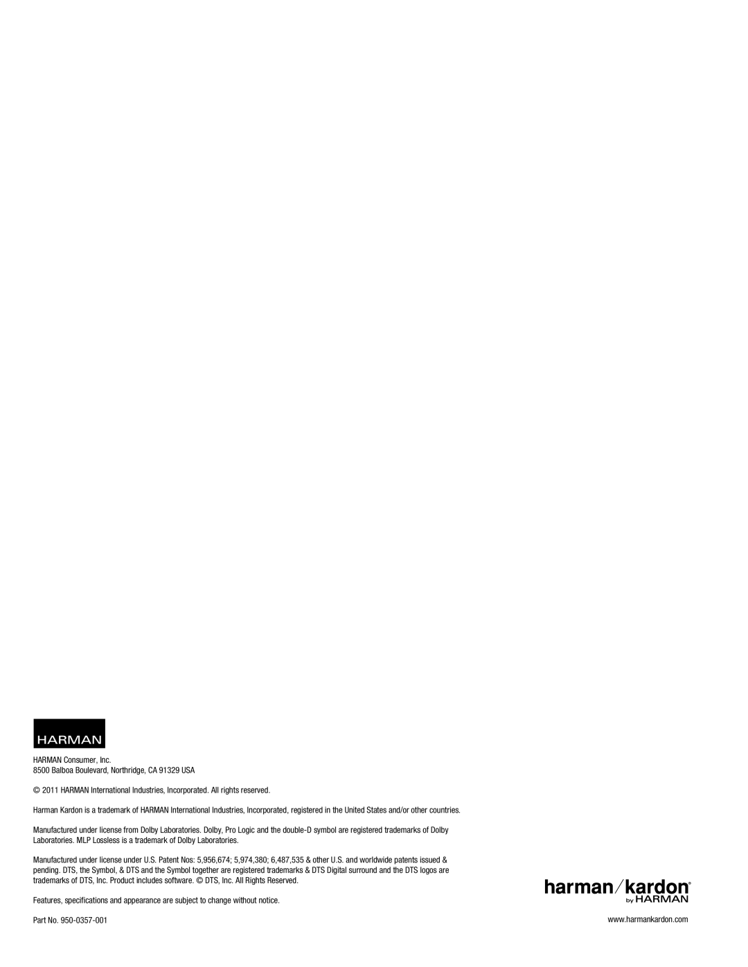 Harman-Kardon HKSB30BLK, SB 30 owner manual 