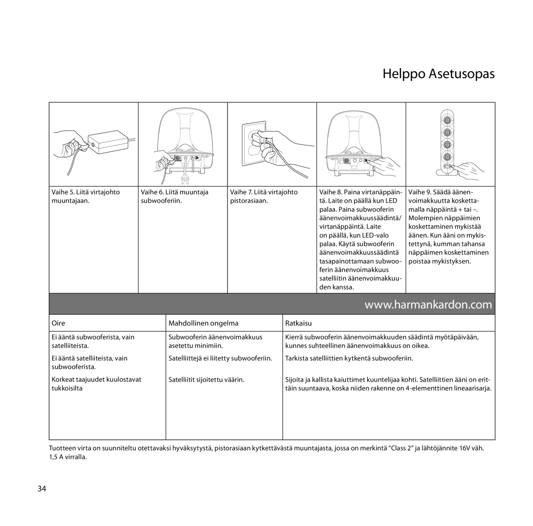 Harman-Kardon SoundSticks III Wireless setup guide Helppo Asetusopas 