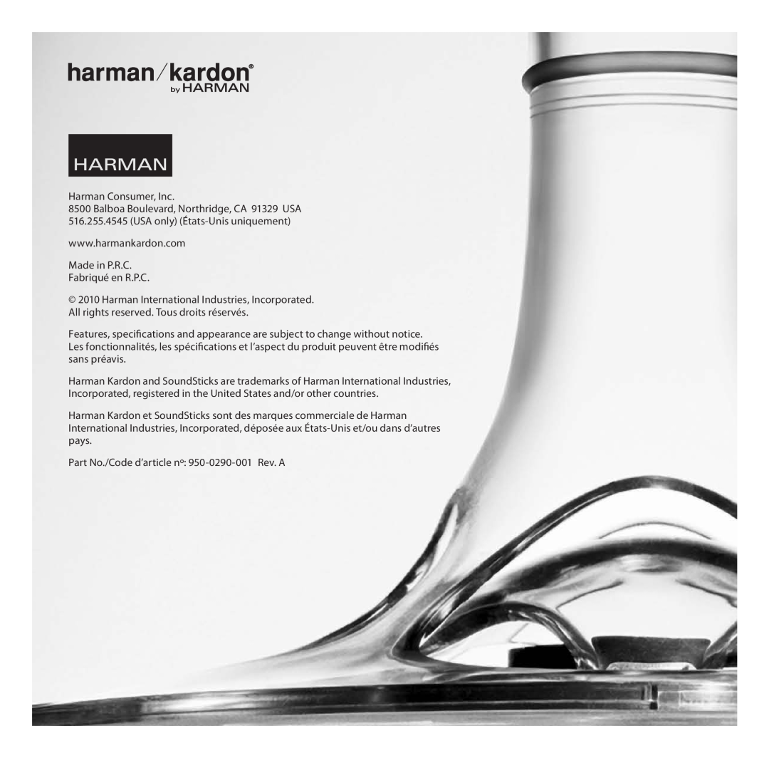 Harman-Kardon SoundSticks III Wireless setup guide Harman Consumer, Inc 