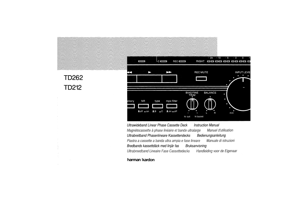 Harman-Kardon TD212, TD262 manual 