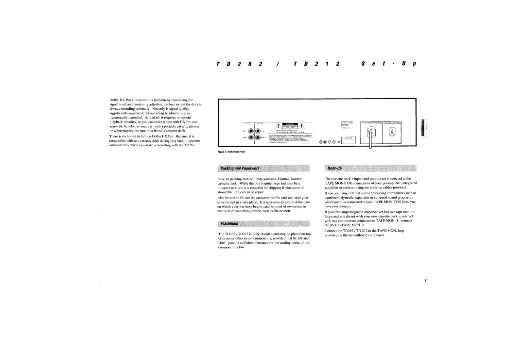 Harman-Kardon TD212, TD262 manual 