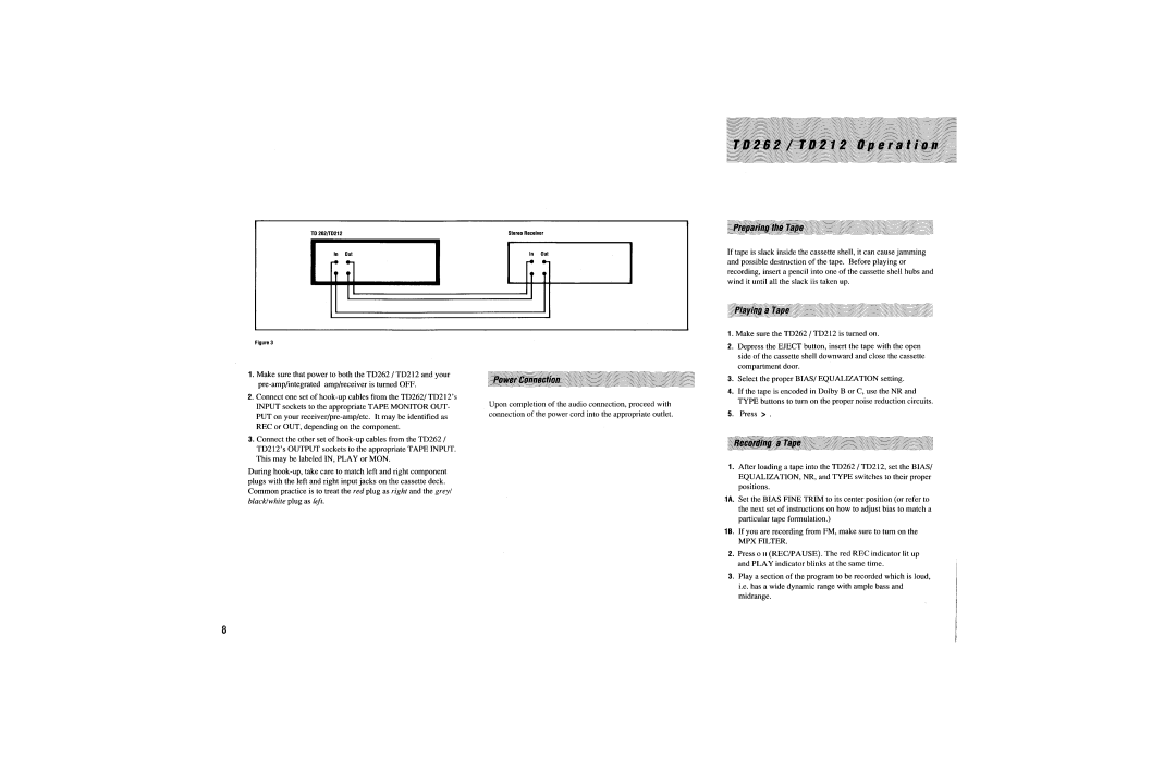 Harman-Kardon TD262, TD212 manual 