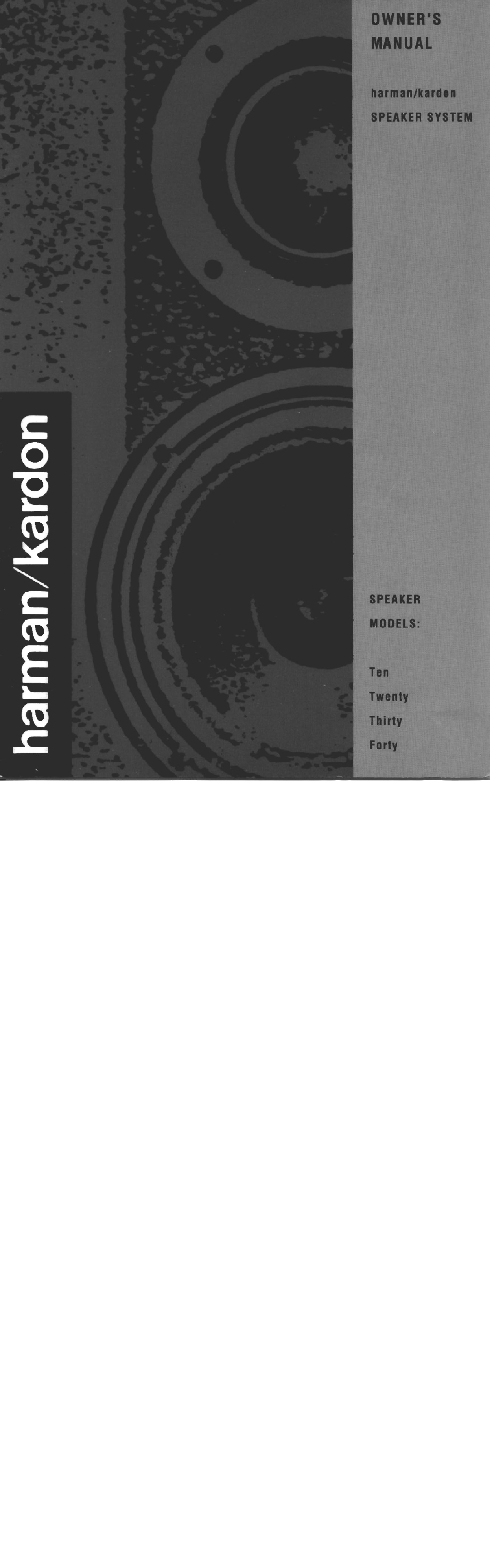 Harman-Kardon TEN, TWENTY, THIRTY, FORTY manual 