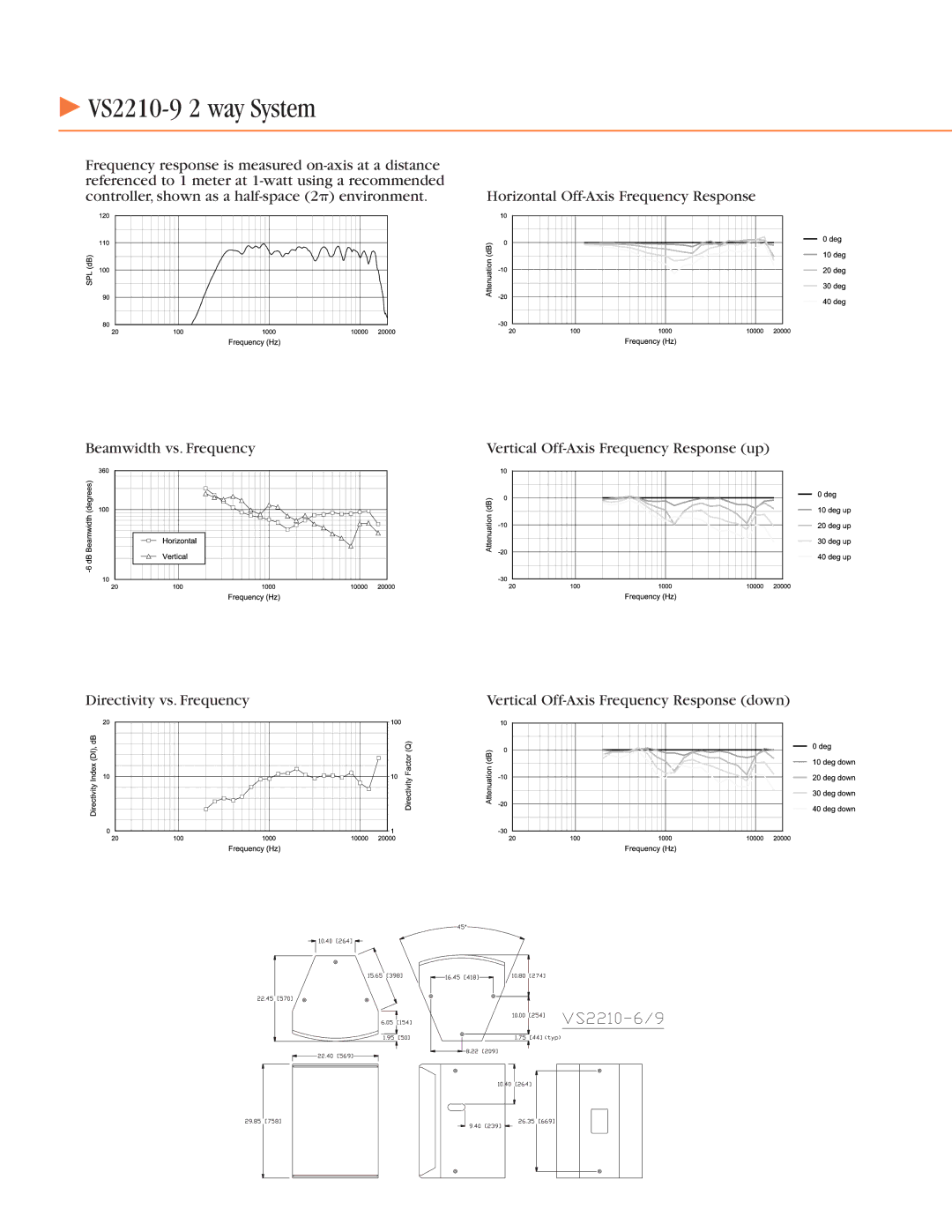 Harman-Kardon specifications VS2210-9 2 way System 