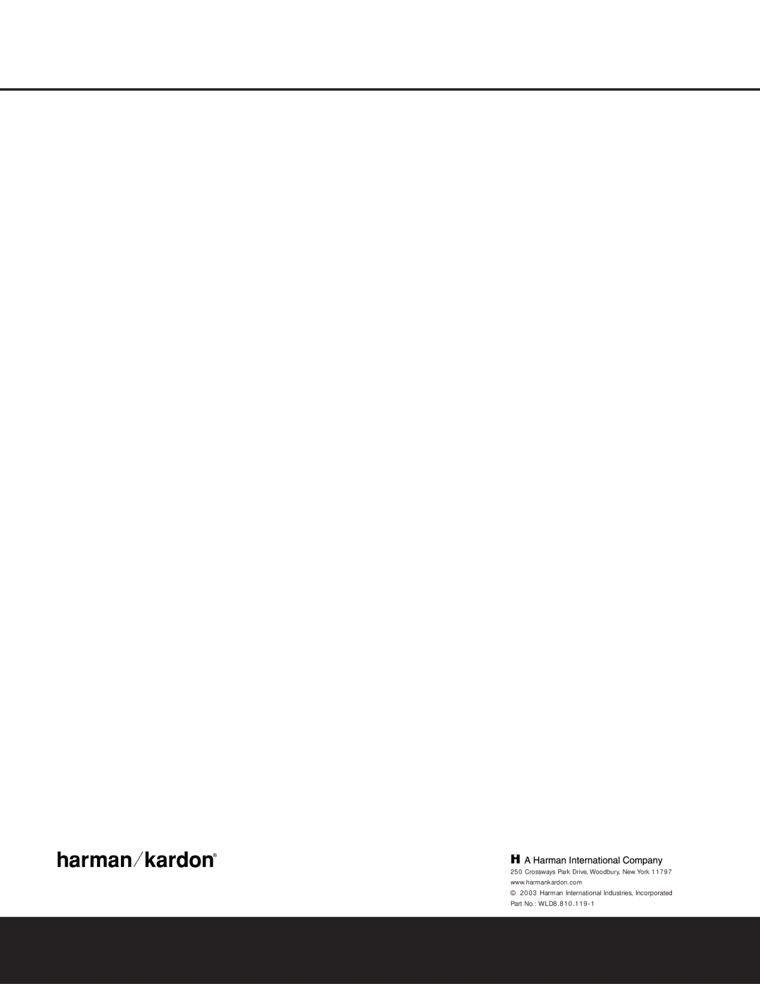 Harman-Kardon WLD8.810.119-1 owner manual 