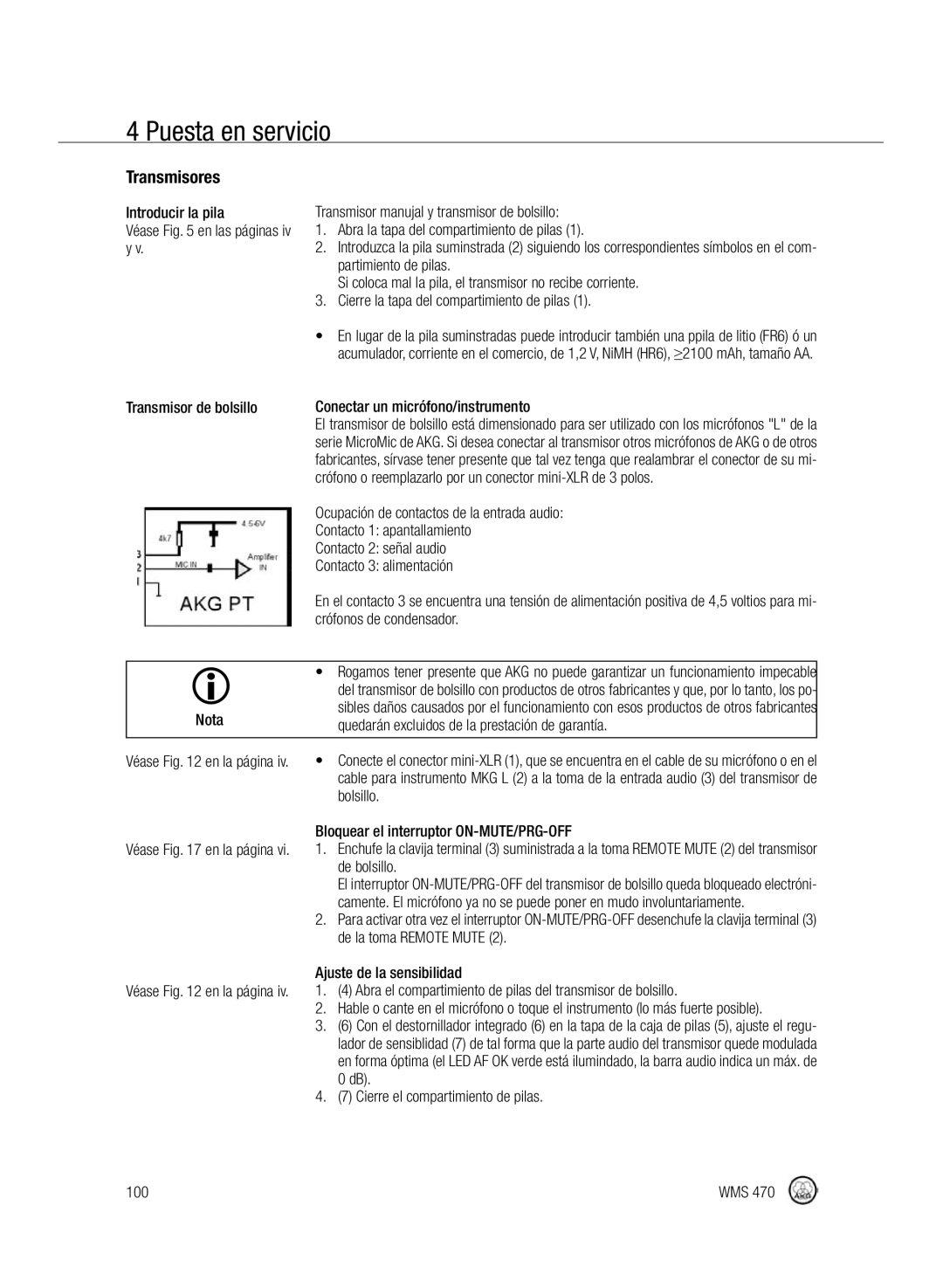 Harman-Kardon WMS 470 manual Transmisores 