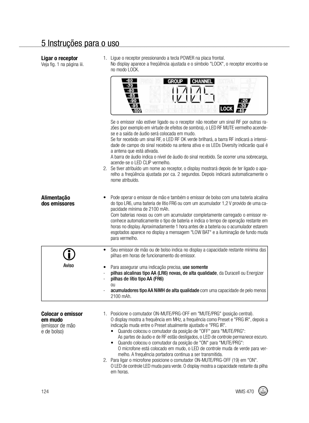 Harman-Kardon WMS 470 manual Instruções para o uso 