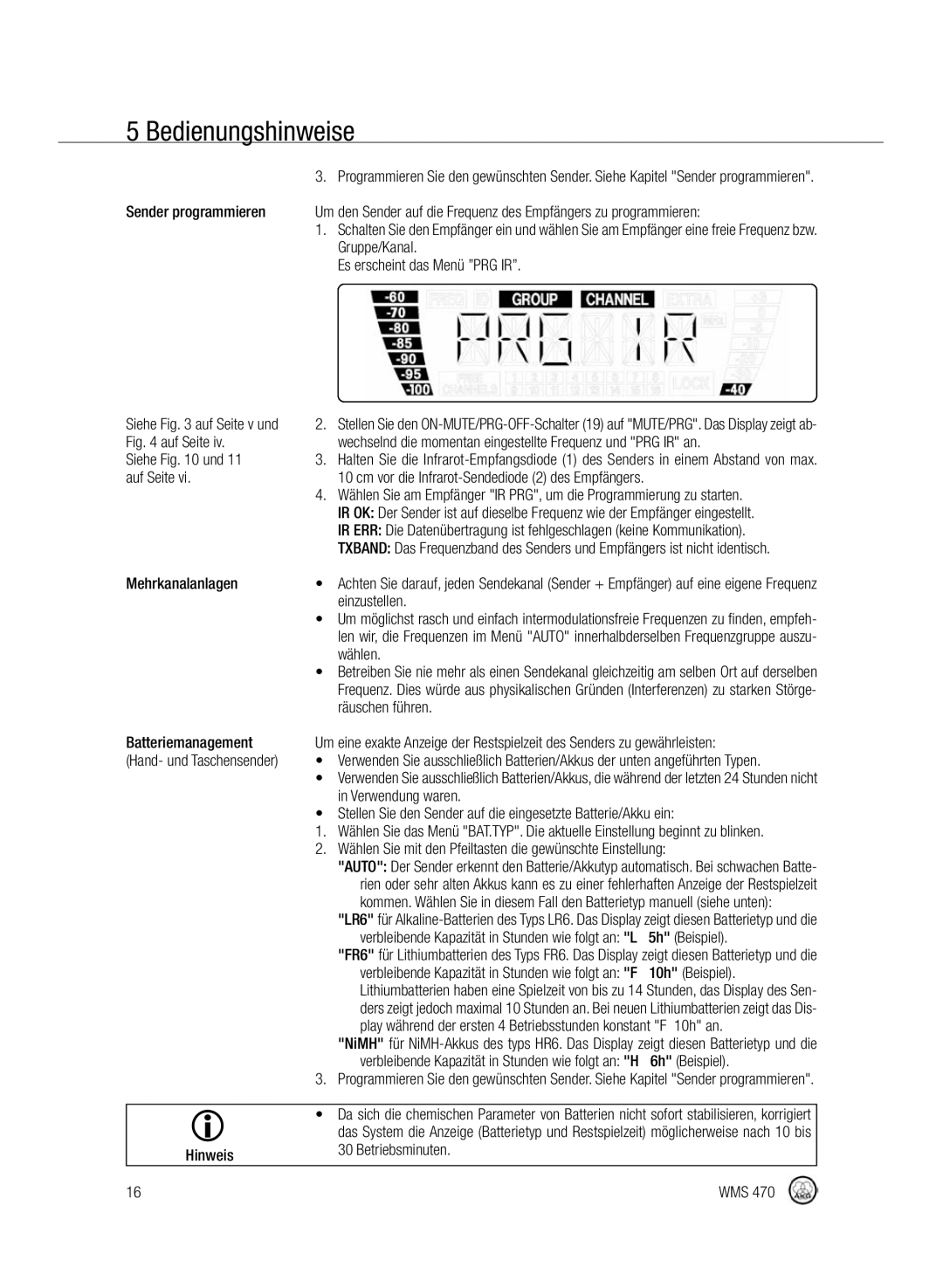 Harman-Kardon WMS 470 Siehe und 11 auf Seite, Mehrkanalanlagen, Einzustellen, Wählen, Räuschen führen Batteriemanagement 