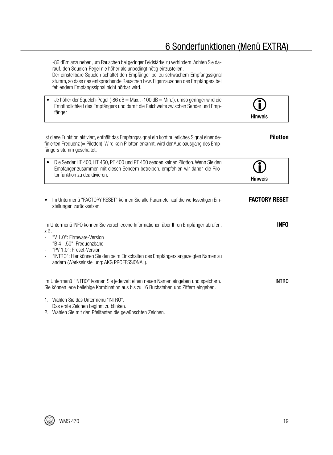 Harman-Kardon WMS 470 manual Pilotton 