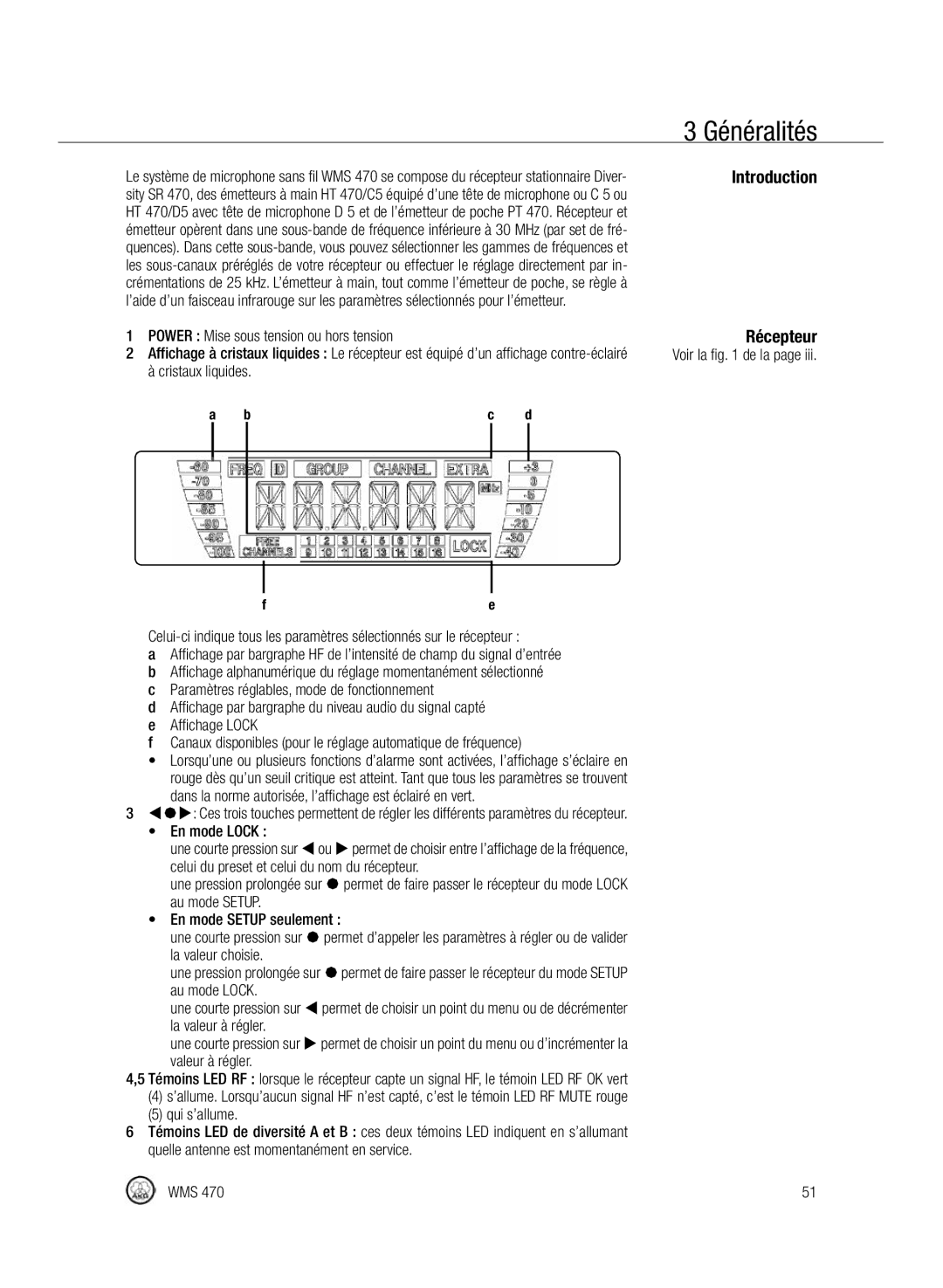 Harman-Kardon WMS 470 manual Généralités, Introduction Récepteur 