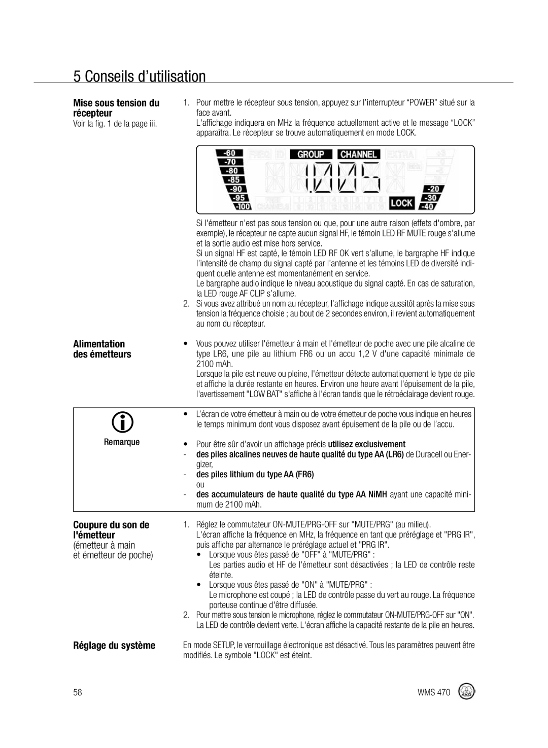 Harman-Kardon WMS 470 manual Conseils d’utilisation 