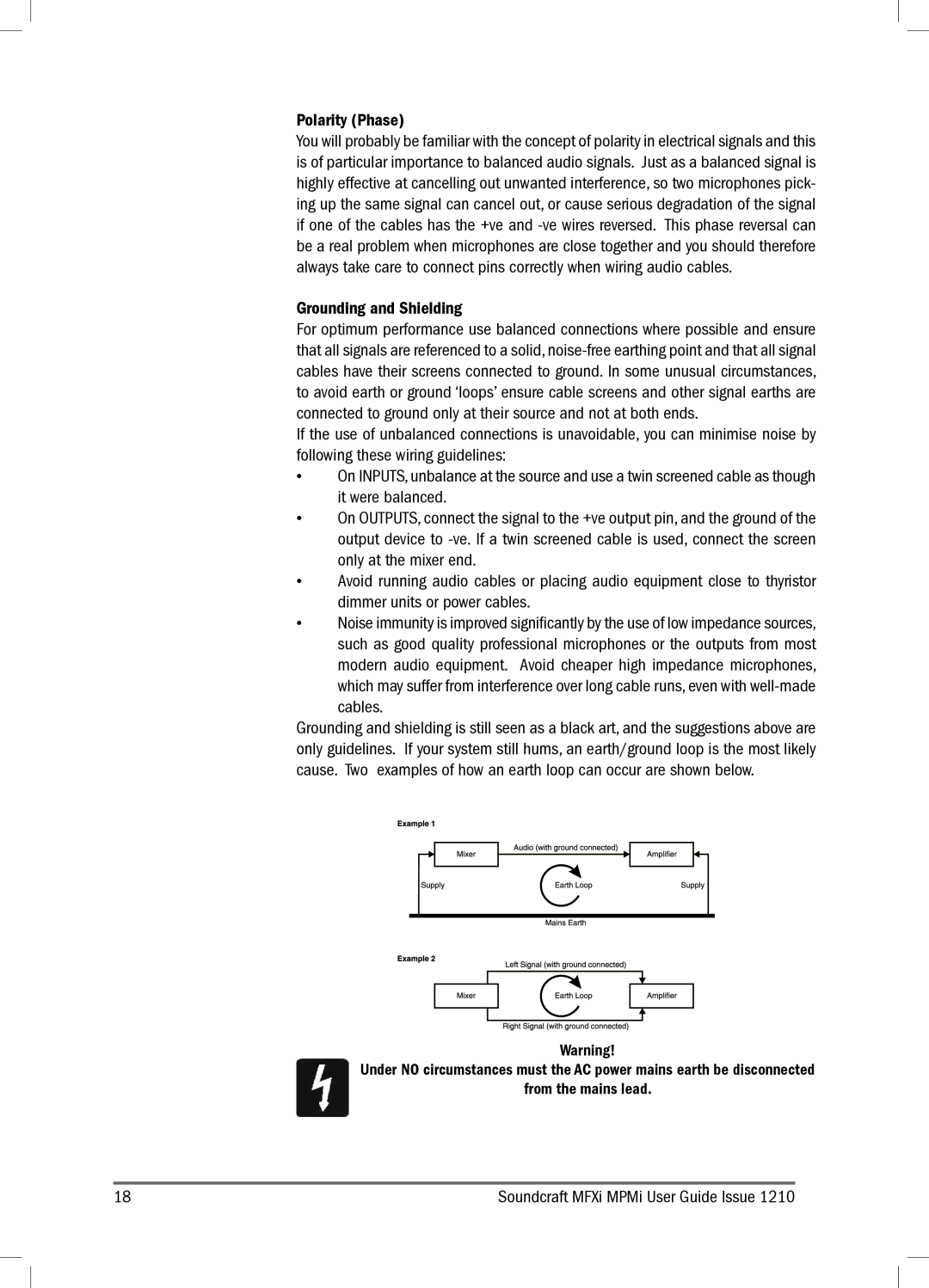 Harman MPMI, MFXI manual Polarity Phase, Grounding and Shielding 
