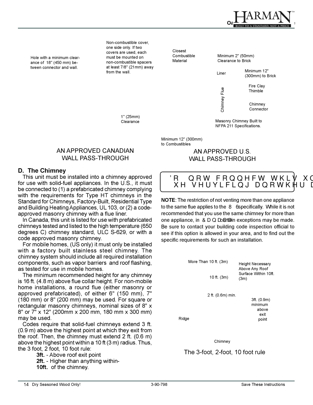 Harman Stove Company 1-90-79700 owner manual Chimney, foot, 2-foot, 10 foot rule 