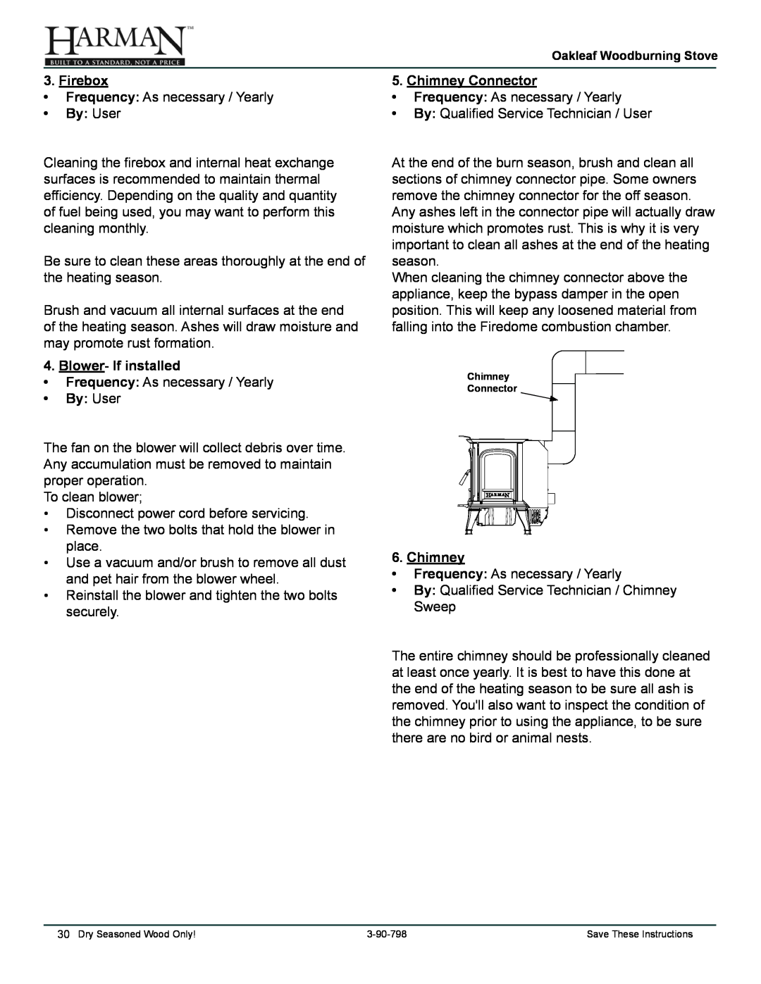 Harman Stove Company 1-90-79700 owner manual Firebox, By User, Blower- If installed, Chimney Connector 