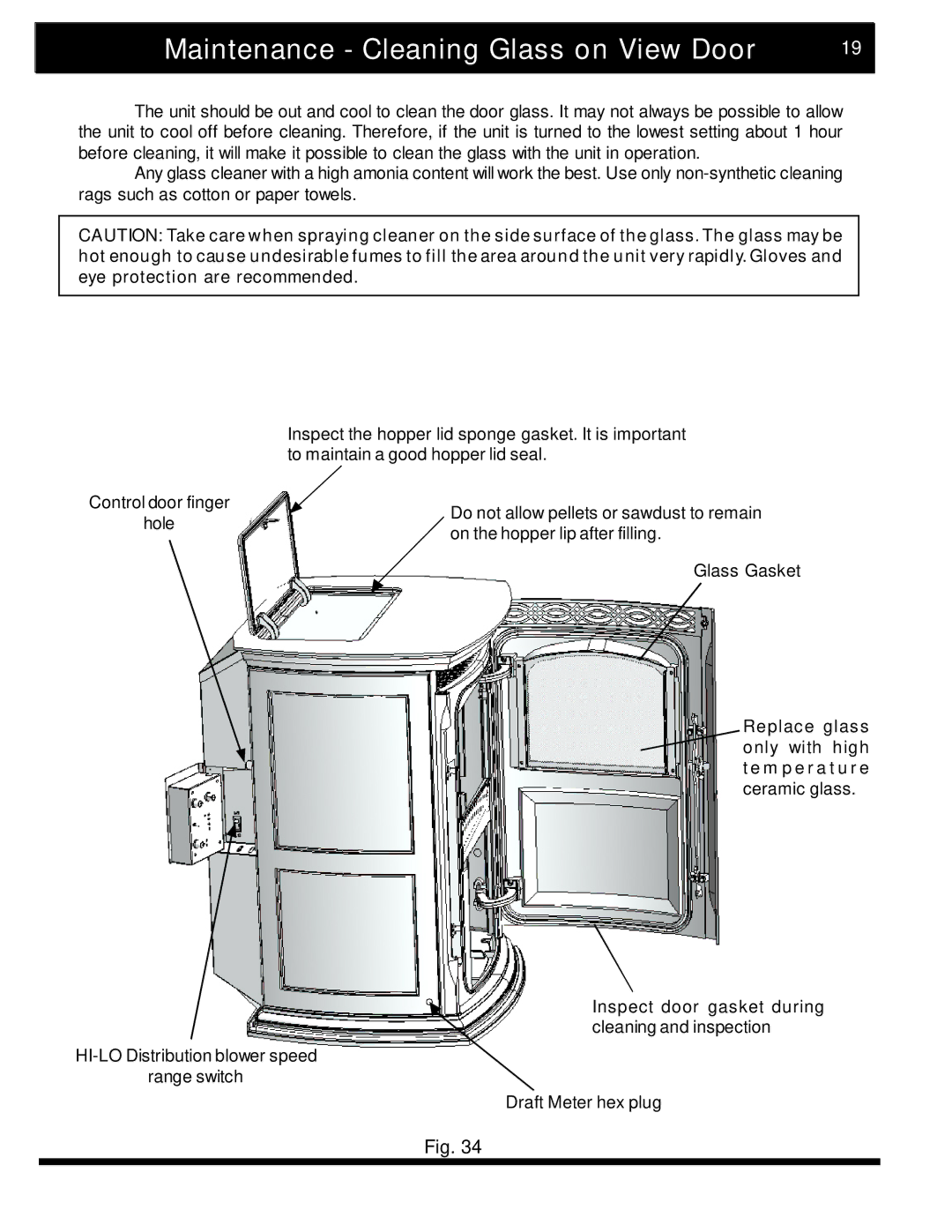 Harman Stove Company 2 manual Maintenance Cleaning Glass on View Door 