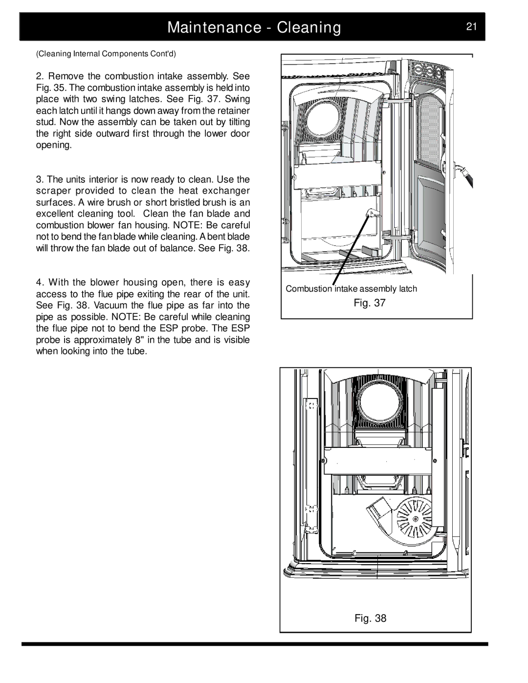 Harman Stove Company manual Maintenance Cleaning21 