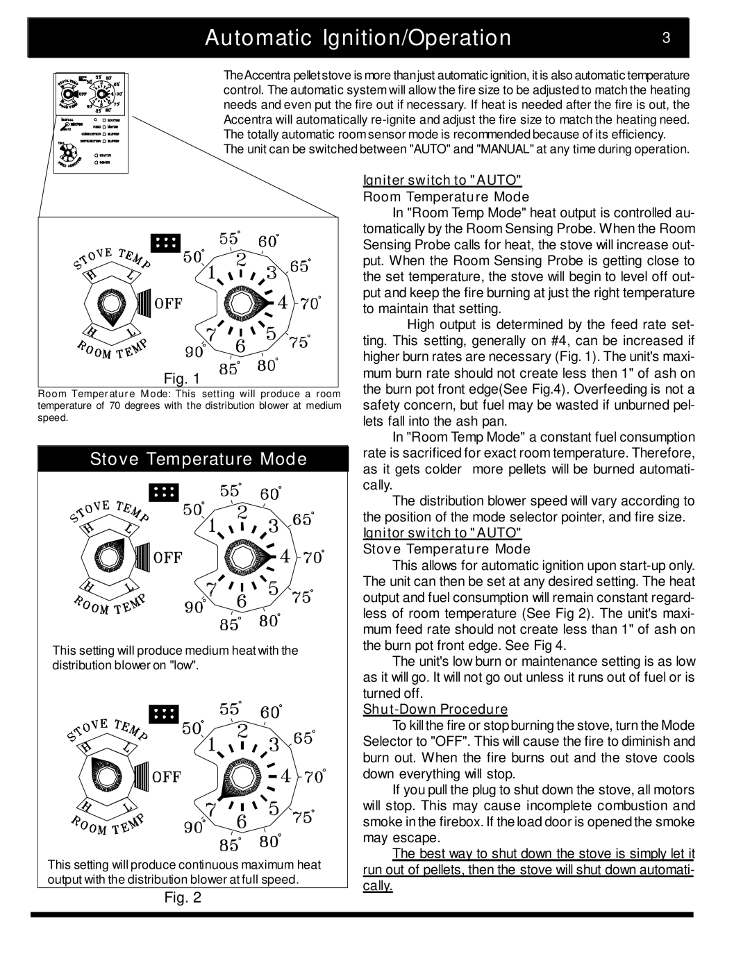 Harman Stove Company 2 manual Automatic Ignition/Operation, Stove Temperature Mode 