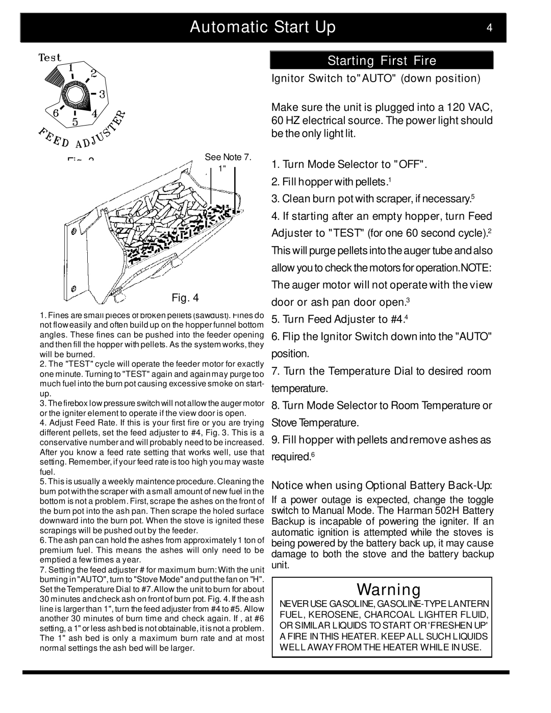 Harman Stove Company 2 manual Automatic Start Up, Starting First Fire 