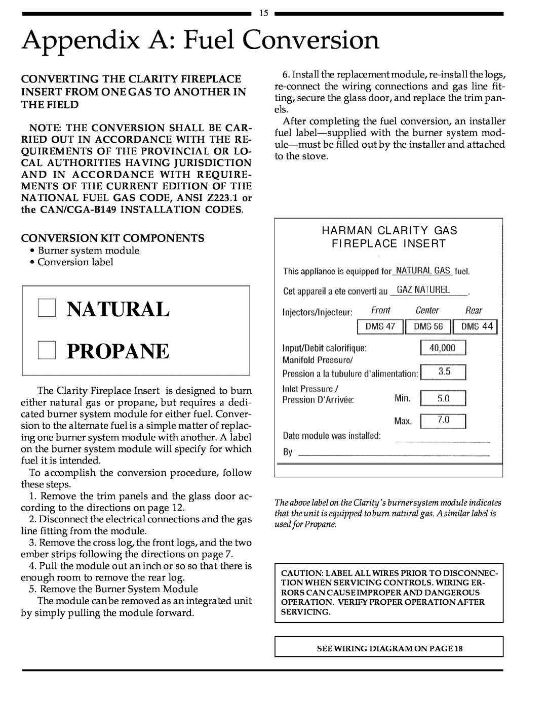 Harman Stove Company 828i manual Appendix A Fuel Conversion, Natural Propane, Conversion Kit Components 