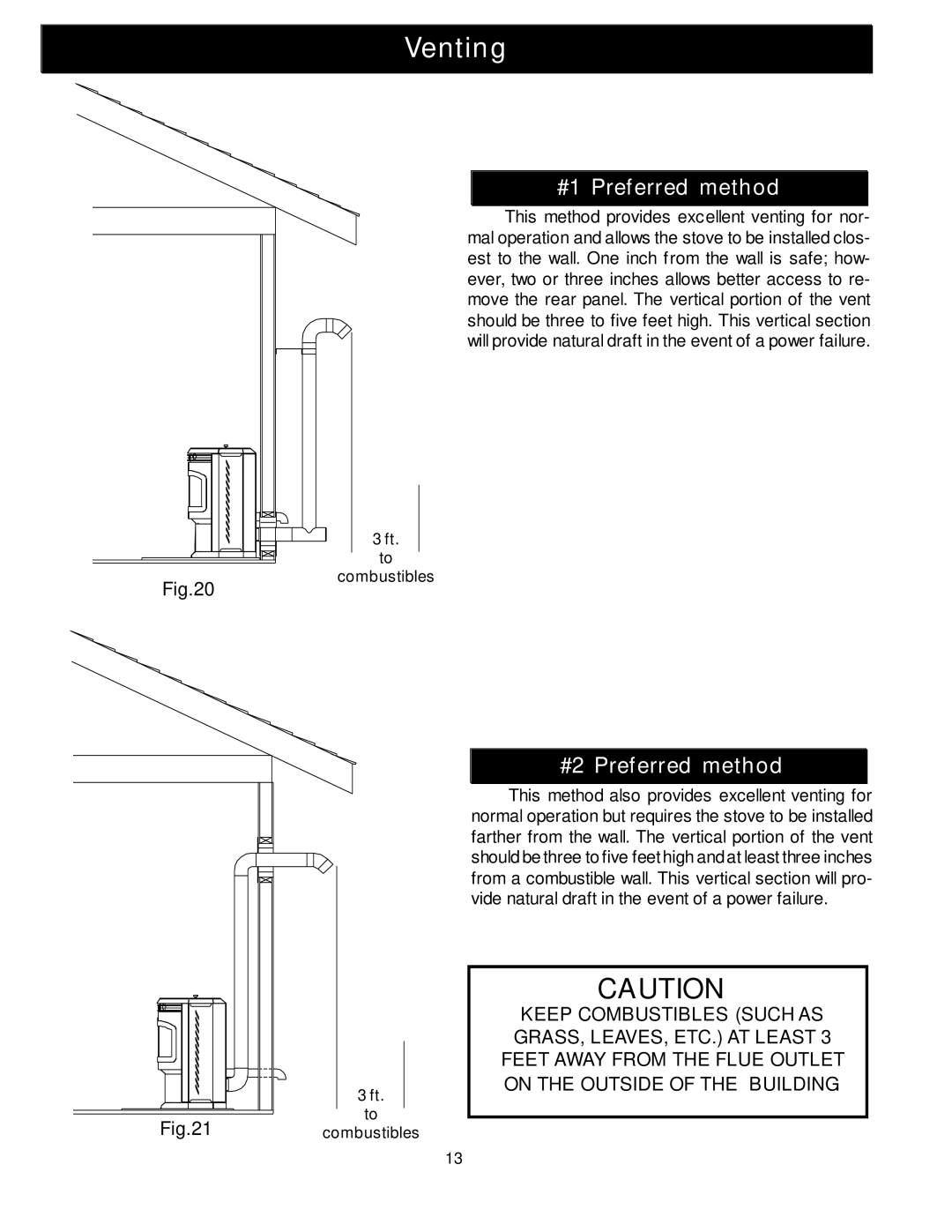 Harman Stove Company Advance Pellet Stove manual #1 Preferred method, #2 Preferred method 