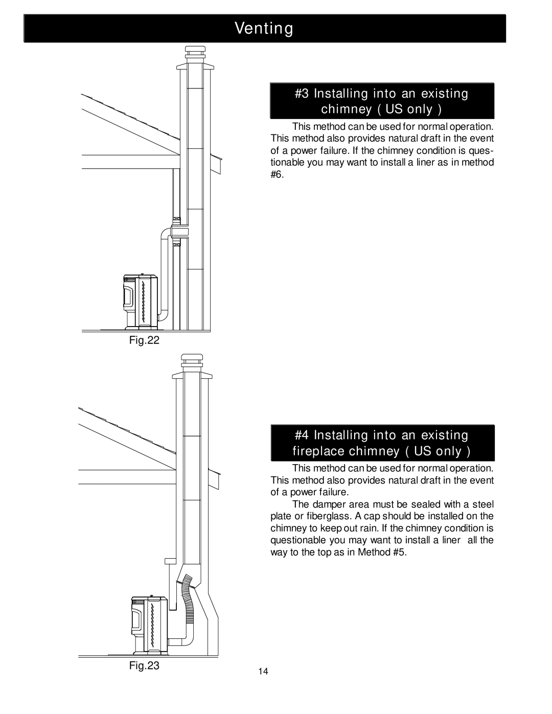 Harman Stove Company Advance Pellet Stove manual #3 Installing into an existing Chimney US only 