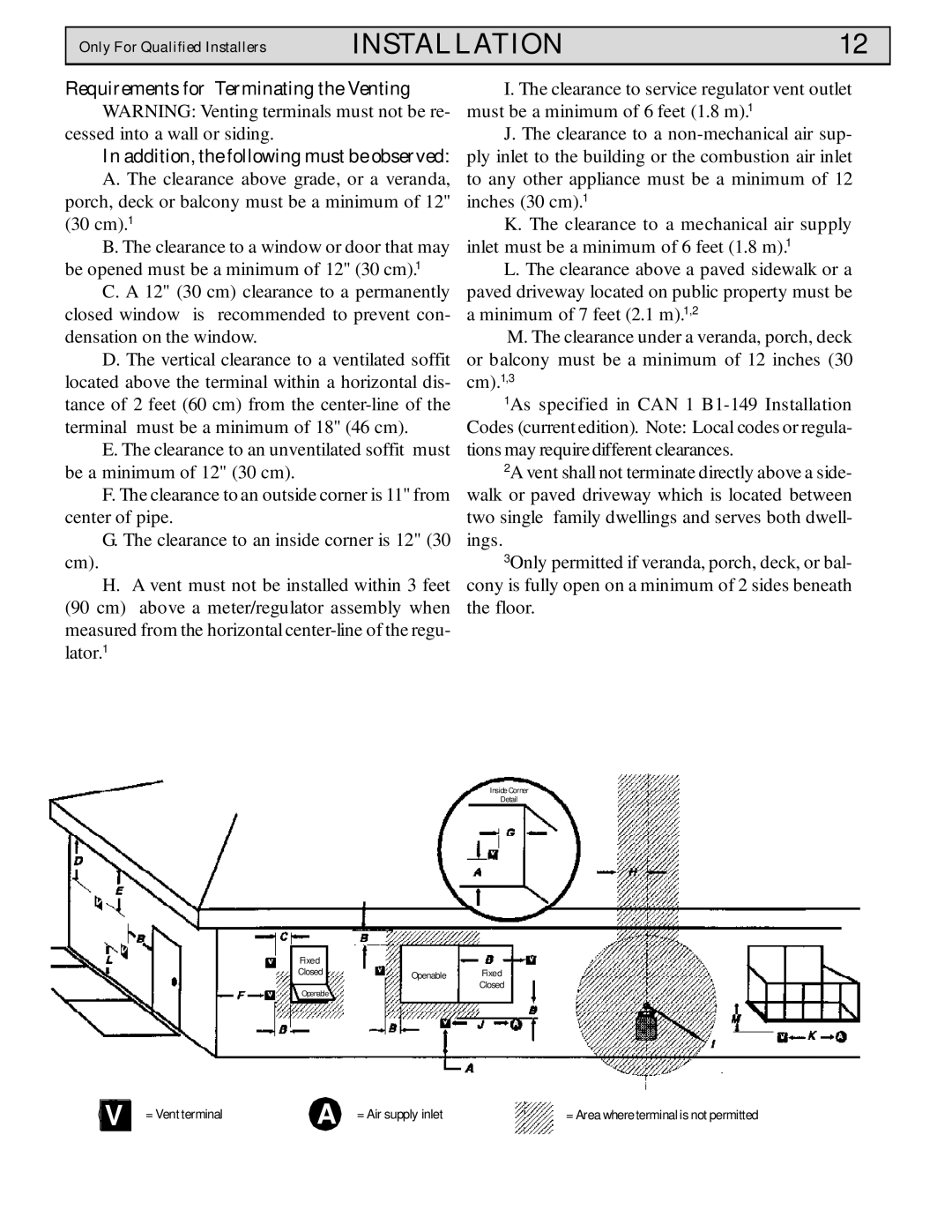 Harman Stove Company Conquest Gas Stove manual Requirements for Terminating the Venting 