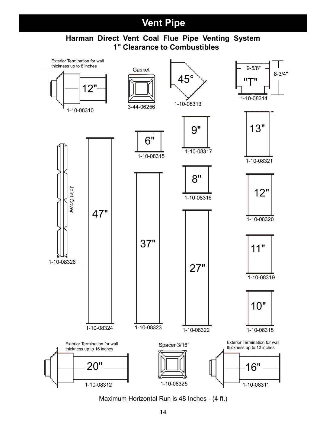 Harman Stove Company DVC-500 manual Vent Pipe 