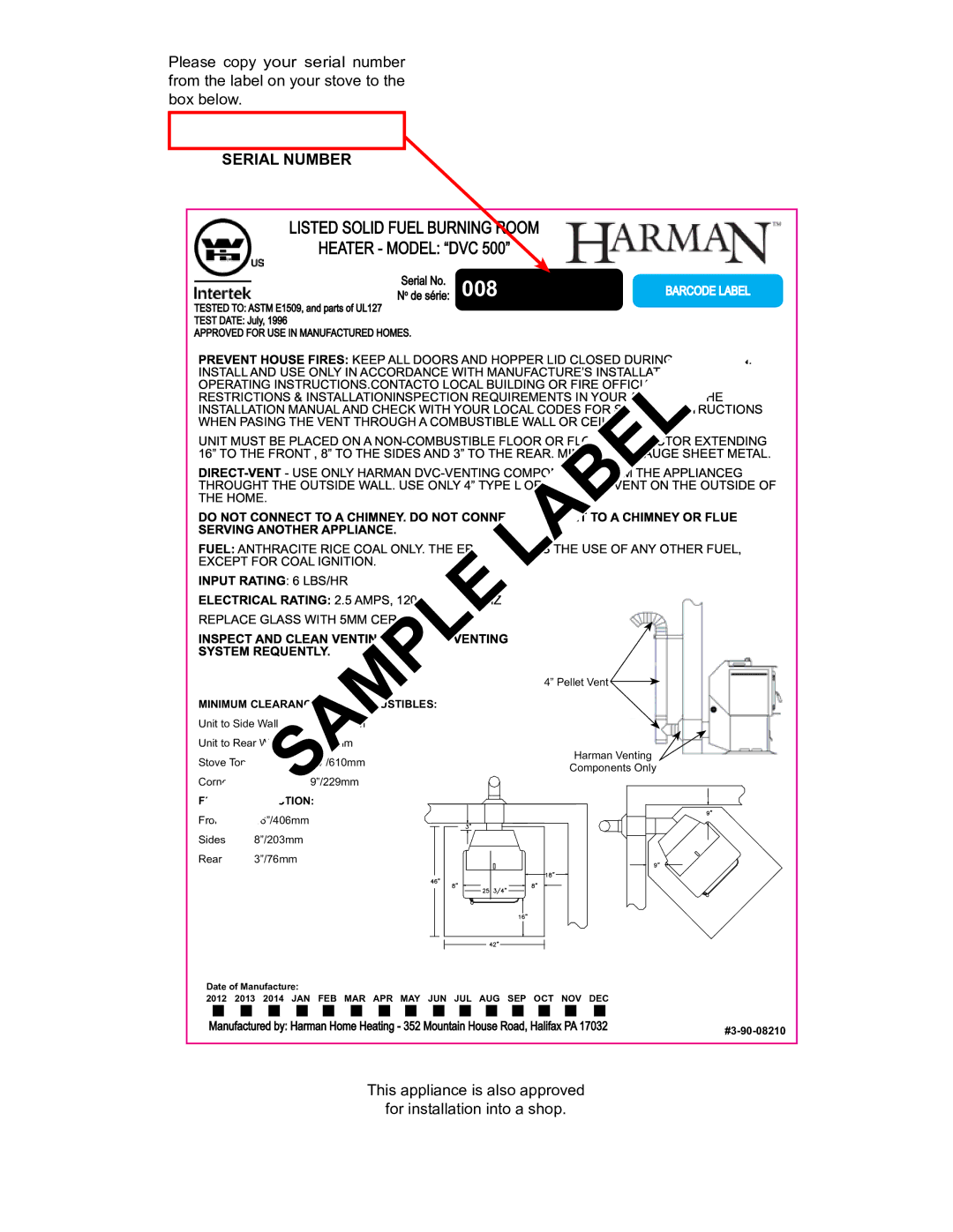 Harman Stove Company DVC-500 manual 008 